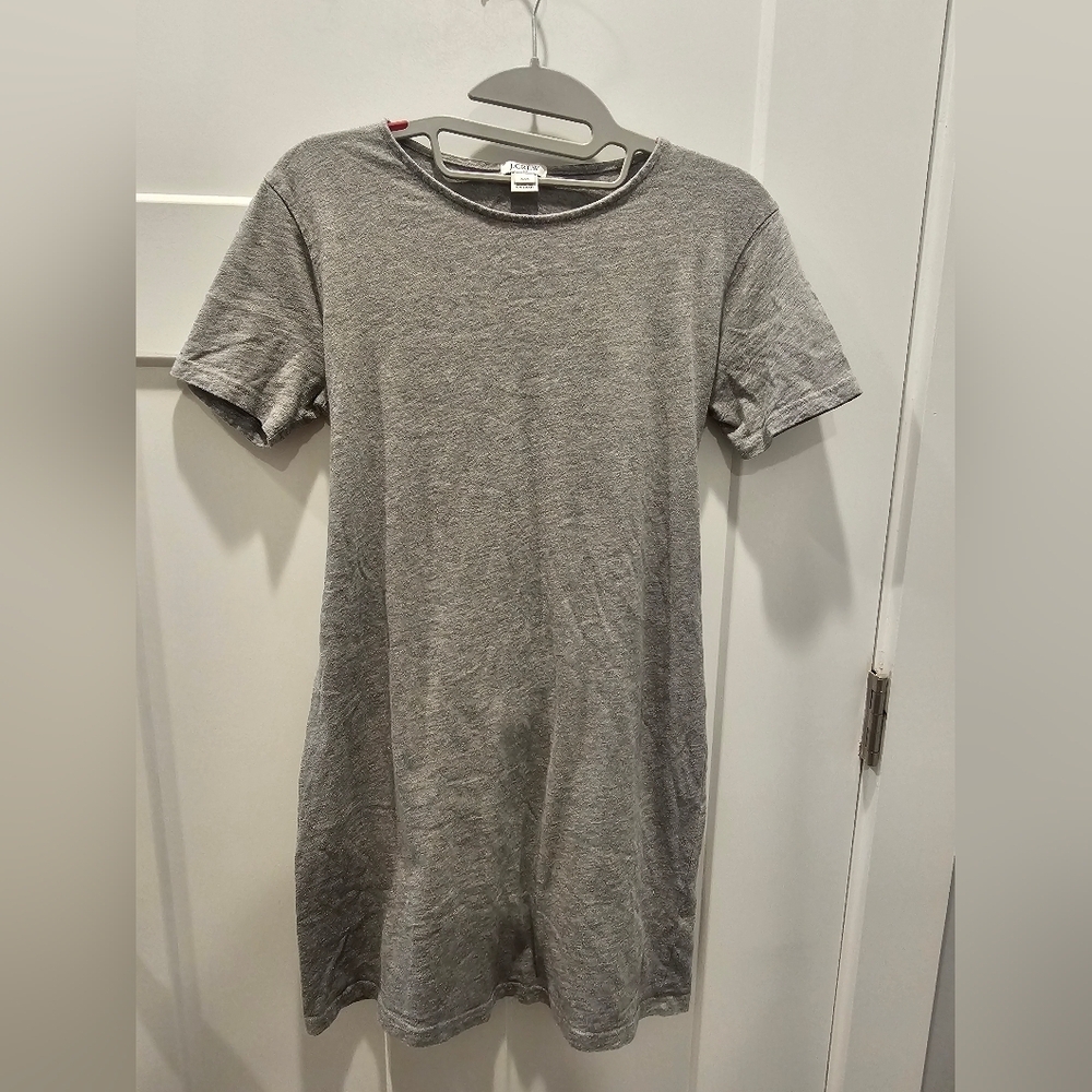 J.Crew 100% Cotton Heather Gray Short Sleeve T-Shirt Dress XXS Casual Soft Knit